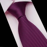 8厘米紫红色条纹 男士正装领带 礼服领带 新郎领带 结婚领带
