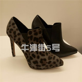 香港正品代购玖熙NINE WEST女鞋新款尖头简约豹纹高跟短靴女踝靴