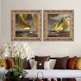 欧式装饰画客厅帆船餐厅挂画美式玄关壁画欧式油画墙画一帆风顺