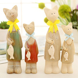 陶瓷小猫摆件小动物装饰工艺品猫咪与蝴蝶可爱仿真复古创意萌