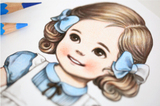 2015韩国可爱女孩画册填色绘画本 儿童成人手绘卡通DIY涂色书