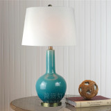 欧式 现代蓝色陶瓷台灯美式乡村 床头灯新古典 创意家居卧室书房