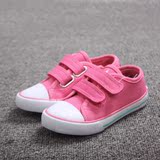 外贸原单粉色纯色精品魔术贴系带女童鞋帆布鞋学步鞋亲子鞋