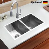 德国Continental 304不锈钢双槽套餐拉丝加厚洗菜盆洗菜池洗碗池