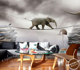 画壁手绘卧室墙纸 3D立体环保壁纸无纺布背景墙大型壁画大象过桥