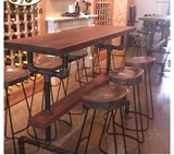 铁艺馆个性创意实木咖啡餐桌椅酒吧餐桌吧台水管复古做旧铁艺吧台