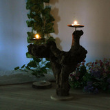 天然原木树根实木底座烛台烛光晚餐蜡烛台乡村风格装饰品