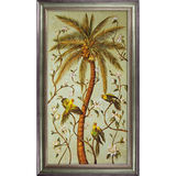 手绘油画新古典美式花鸟装饰画有框画玄关走廊竖幅装饰画花鸟087