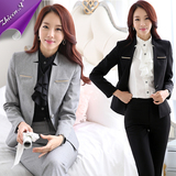 2015职业装女装套装长袖大码长裤韩版女西装套装正装工作服