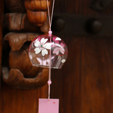 日式和风紫色彩绘玻璃樱花风铃创意玻璃工艺品生日礼物品挂件包邮