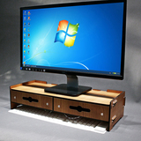实木质液晶显示器屏增高架加厚办公桌面电脑底座抽屉双层支托架