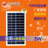 3W太阳能电池板 diy手机充电3W12V小型光伏太阳能电池板片玩具LED