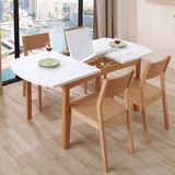 北欧实木餐桌椅组合现代简约可伸缩餐桌小户型饭桌折叠原木色餐台