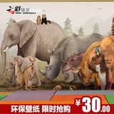 3D动物墙纸卧室床头背景墙纸儿童房幼儿园游乐场主题KTV大型壁画