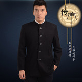 新款中国风男士 秋冬装唐装外套 中式男装羊毛呢长袖上衣 中山装