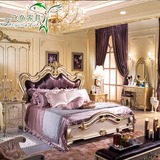 欧式床香槟金色双人床法式床实木床婚床奢华床软靠床公主床高箱