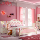 欧式实木女孩床现代简约儿童床家具套房组合1.2/1.5抽床高箱床