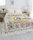 韩国代购纯棉绗缝床盖单件田园风格全棉卡通夹棉欧式双人床盖特价