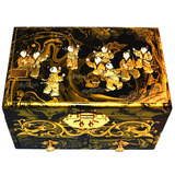 平遥推光漆器首饰盒木质复古梳妆盒仿古中式化妆盒收纳盒三层包邮