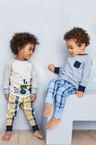 英国NEXT童装 男童男宝宝格纹卡通图案睡衣套装 2套装 香港代购
