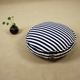 藏蓝条纹棉麻榻榻米坐垫 方形圆形加厚椅垫 飘窗地板 淡饭小清新