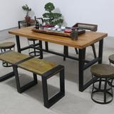 美式原木组装复古餐桌椅实木咖啡桌办公桌铁艺饭桌做旧酒吧桌特价
