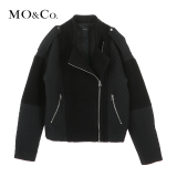 MO&Co.摩安珂外套女冬短款中性拉链肩章时尚MA144COT21 moco