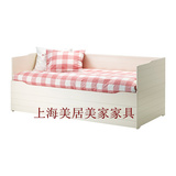 上海宜家家居木质储物床 多功能坐卧两用组合推拉实木沙发床定制1