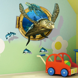 3D仿真立体墙贴卧室客厅电视背景墙贴可移除创意装饰墙贴纸海龟群