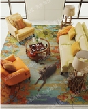 进口纯羊毛抽象客厅茶几地毯别墅样板房水墨画手工地毯2*3米特价