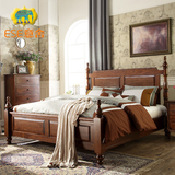 意舍深色美式床全实木双人床美式实木床1.8米婚床简美床白蜡木