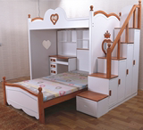 原木儿童床环保家具上下床双层床美式高低床书桌子母床公主床实木