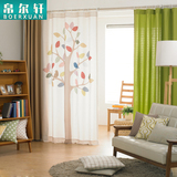 定制高档韩式小清新客厅个性田园纯色绿色窗帘卧室遮光拼接儿童房