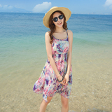 新款夏季连衣裙沙滩裙海边度假性感中长裙显瘦碎花波西米亚裙子