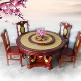 小户型餐桌椅 美式烤漆餐桌餐厅实木圆桌 大理石餐桌带转盘