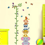 树身高贴儿童房幼儿园可移除量身高墙贴七彩虹 卡通儿童小动物爬