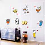 包邮可移除墙贴创意卡通早餐甜点橱柜厨房冰箱餐厅贴纸 多件打折