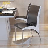 澳斯高 餐椅现代简约 黑白优质pu皮软包坐垫靠背椅子  时尚餐桌椅