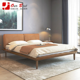 欧格贝思水曲柳床1.5米1.8简约现代卧室家具北欧实木双人床小户型