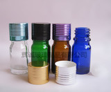 5ml避光透明精油瓶玻璃滴塞瓶调配分装化妆品空瓶子彩色铝盖批发