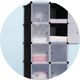 简易衣柜收纳柜 组合式钢架组装布衣橱大柜子10格全格子柜