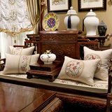 中式棉麻刺绣靠垫罗汉床红木家具沙发垫坐垫圈椅垫加厚海绵定做套