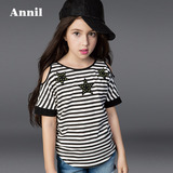 商场同款安奈儿童装女童T恤夏季新款圆领中袖儿童打底衫AG611622