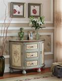 实木美式复古怀旧半圆玄关柜门厅柜床头柜地中海装饰彩绘家具特价