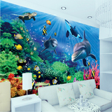 3d电视背景墙纸 三维立体壁纸客厅动物装饰画壁画 儿童房海豚墙布
