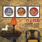 新中式元素客厅沙发背景三四联小品幅刺绣图案系列墙壁装饰画包邮