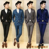 男士韩版西装套装修身新郎伴郎商务休闲小西服 包邮送领带或皮带