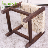咖啡色小型长25*25*高25cm正方形简约天然实木编织凳家用休闲凳子