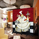 红酒面包胖子厨师屏风隔断 餐厅酒店咖啡厅餐馆折屏 活动折叠屏风