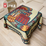 中式民族风抽象龙图腾棉麻餐桌布新古典布艺客厅茶几盖布方形台布